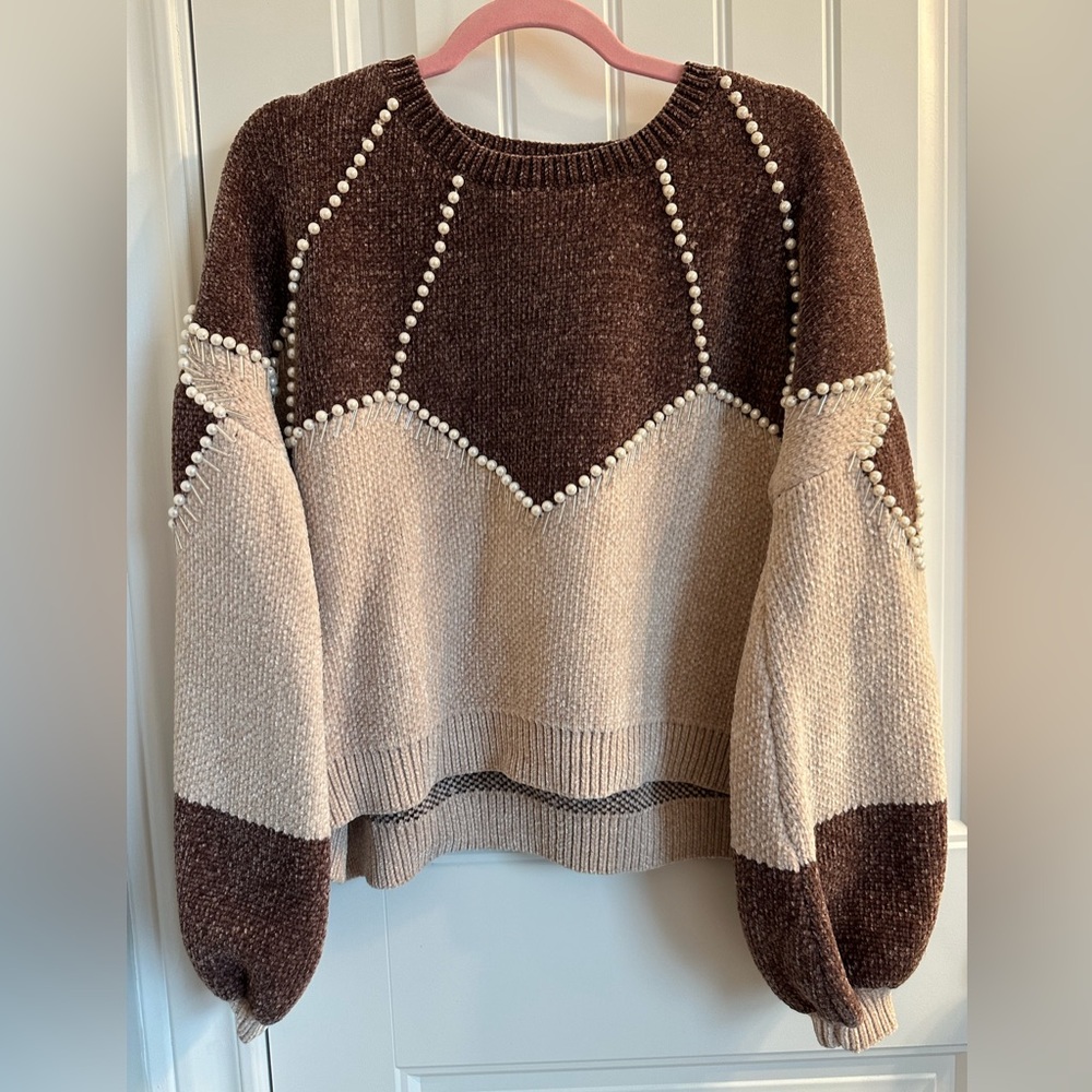 Pearls Brown Sweater